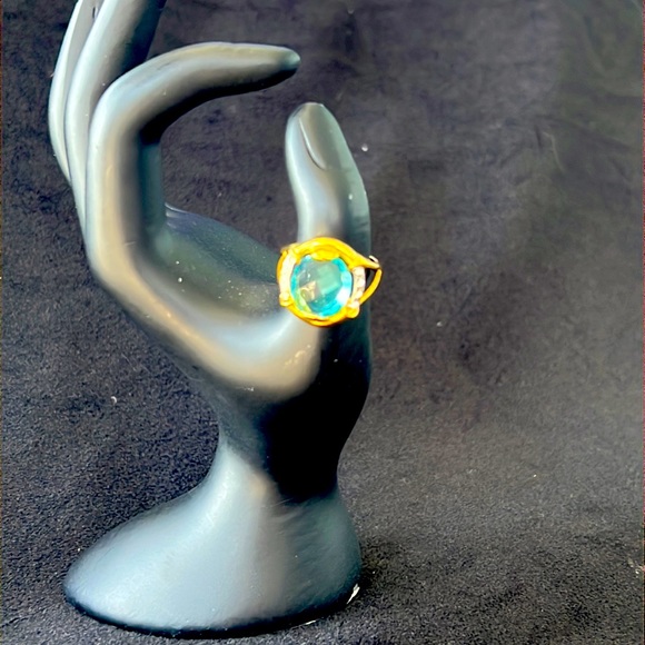 cracco joias Jewelry 8kt Gold Overlay Nwt Ladies Ring With Blue